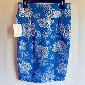Lularoe Blue/silver elegant Cassie pencil skirt-Medium